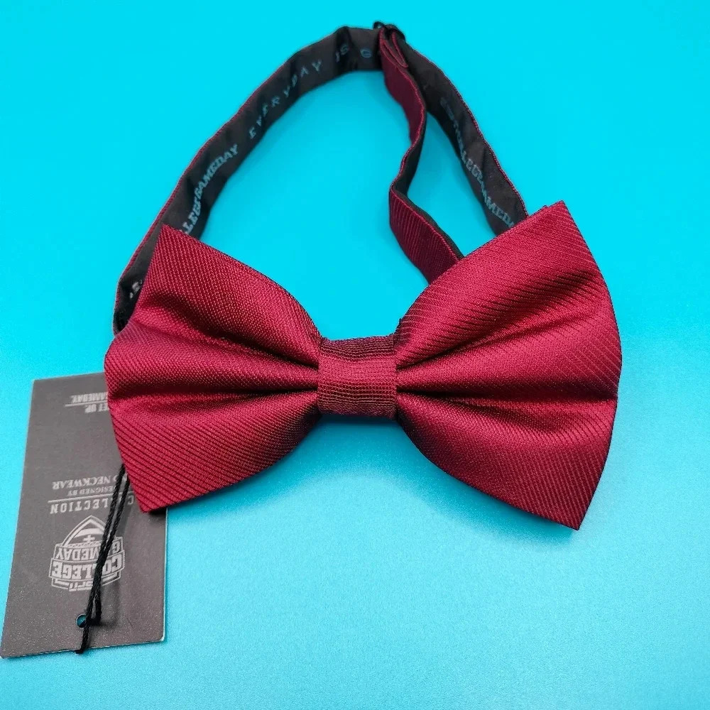 ESPN College Game Day Silk Bowtie Dark Red Textured Adjustable Preppy Collegiate